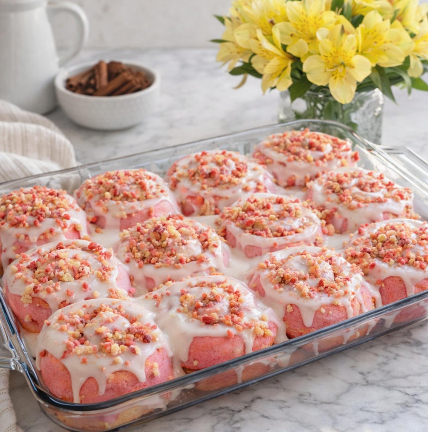 Strawberry Crunch Cinnamon Rolls